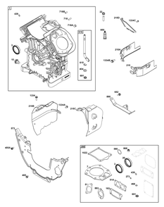 Cylinder Group Diagram and Parts List for 542477-0007-J1 400000 - 699999 Briggs and Stratton Engine
